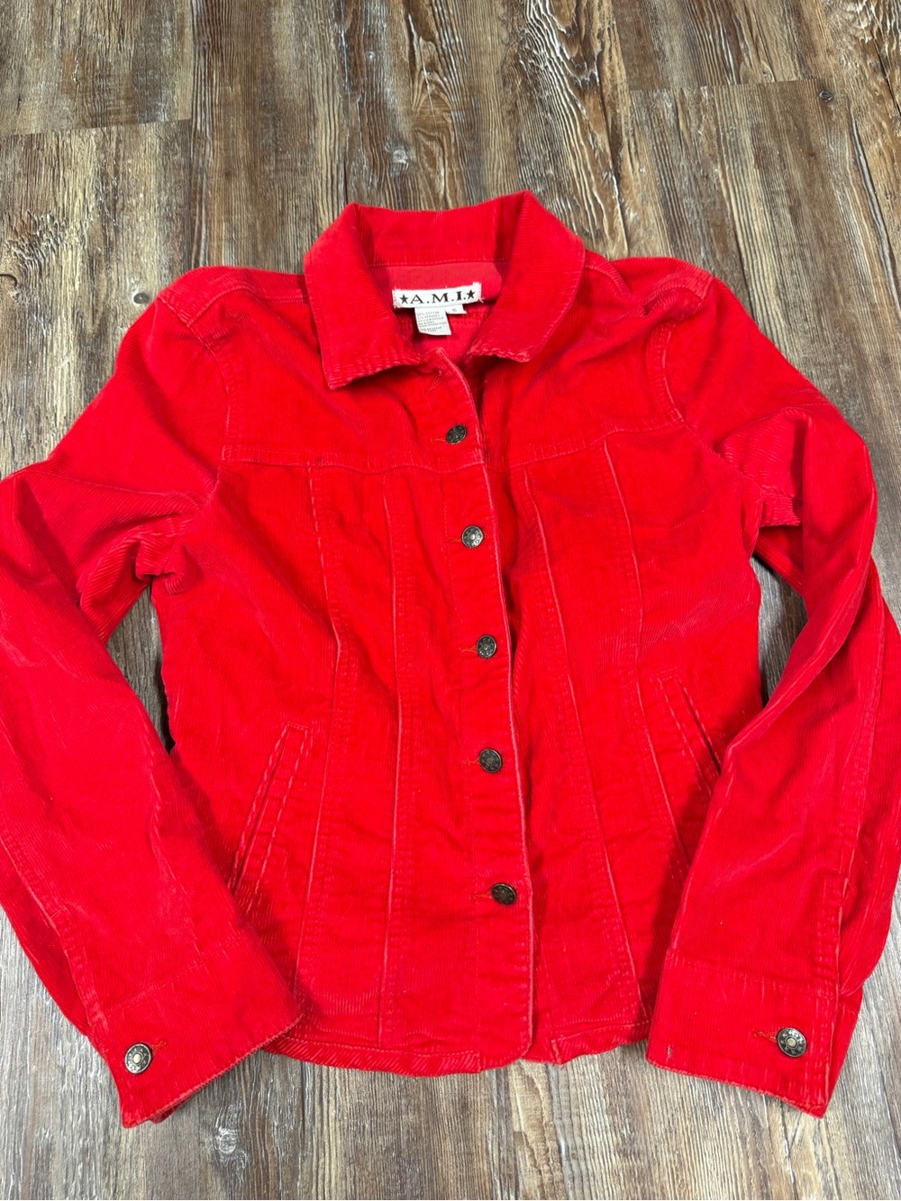 Vintage y2k  Red corduroy button up jacket with a boho vibe, size S.